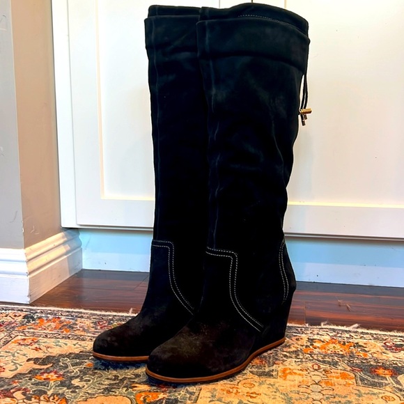 NWT Dr. Scholl's Black Suede Over the Knee Boots Sleek Design - Picture 1 of 6